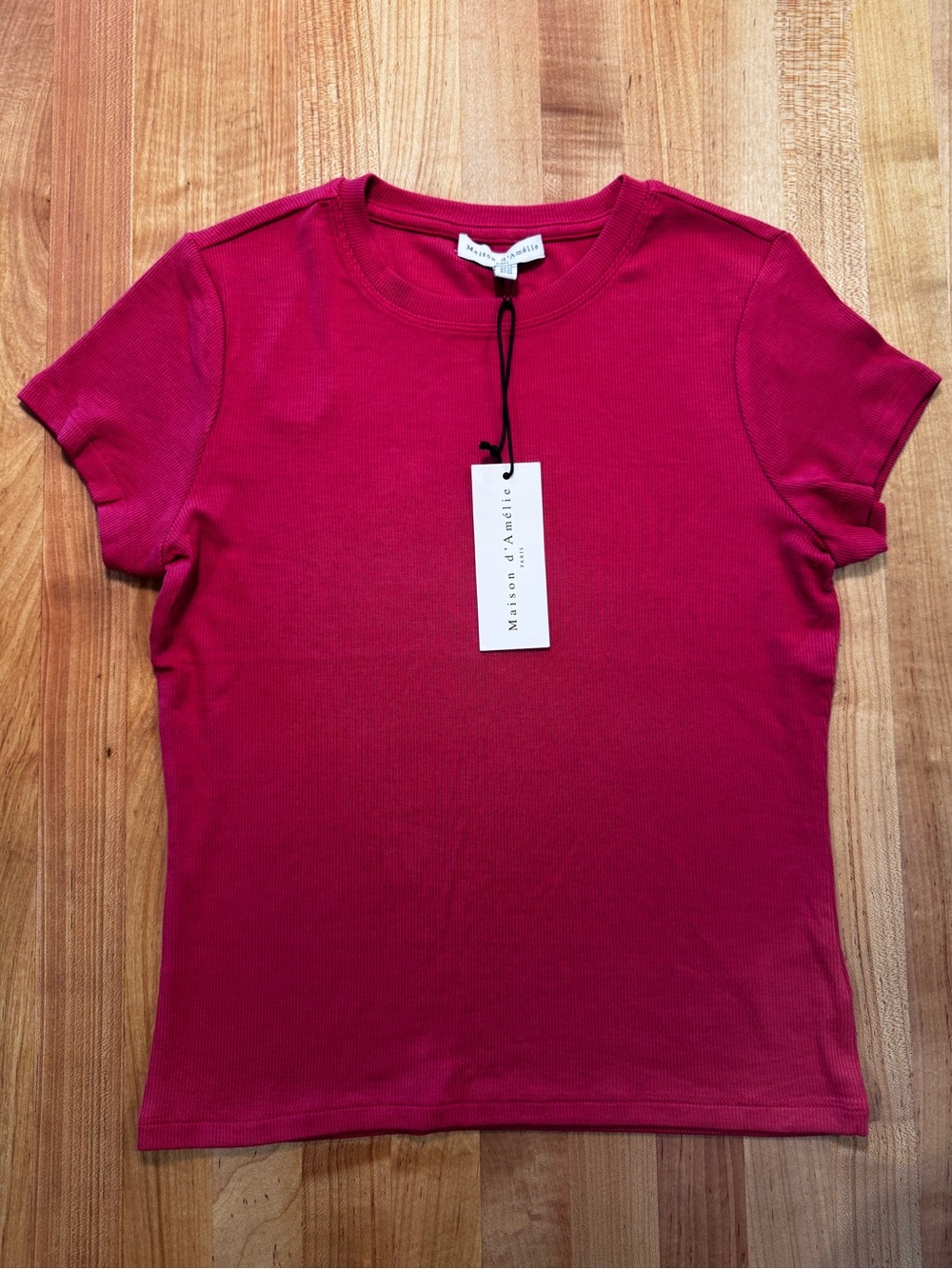 Maison d’Amélie Ribbed Modal T-Shirt Berry - XS